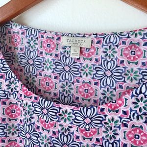 Talbots Petite Tile Print Geometric Sleeveless Top